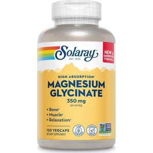 SOLARAY Magnesium Glycinate Capsules, Chelated Magnesium Bisglycinate W/BioPerine, Higher Absorption Magnesium Supplement - Bones, Muscles, Heart Support, Vegan, 275 Count (30 Servings, 120 VegCaps),