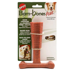 Spot Bam Bones Plus T Bone Dog Chew 6 Inch Beef Flavor for Aggressive Chewers and Puppies Under 60 lbs