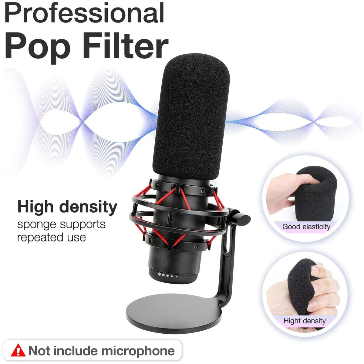 SUNMON HyperX QuadCast Pop Filter Windscreen Compatible With HyperX QuadCast S Microphone - Mic Foam Windscreen Noise Reduction,Improved Sound Quality, Microphone Pop Filter For HyperX QuadCast,