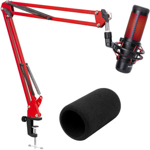 SUNMON Hyper X QuadCast Boom Arm - Upgraded Red Boom Arm For HyperX QuadCast With QuadCast Windscreen, Sound Insulation And Noise Reduction, HyperX QuadCast Microphone Arm With 3/8 To 5/8 Adapter,