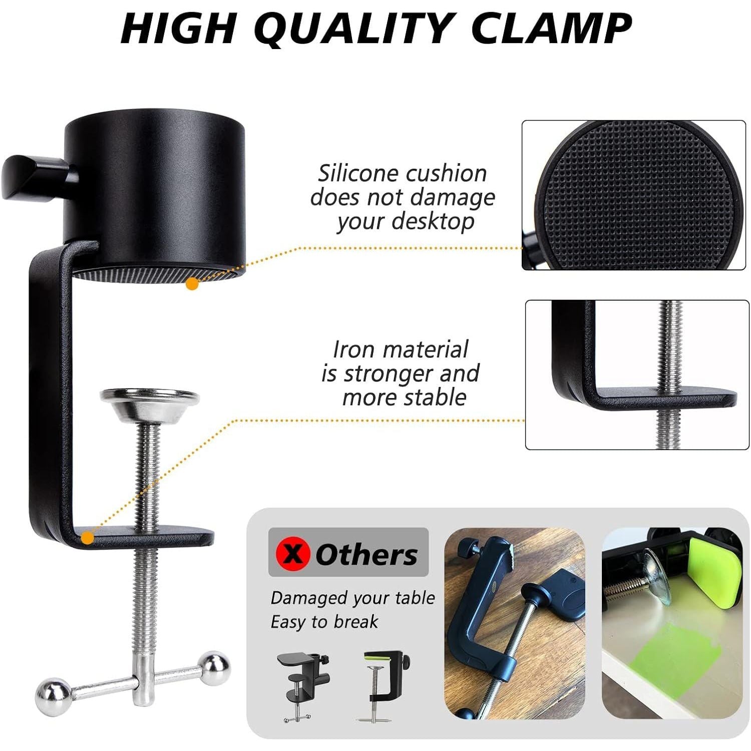 SUNMON Mic Stand Boom Arm - Microphone Arm Compatible With HyperX QuadCast, 360° Rotation Microphone Stand, Weighted Metal Mic Boom Arm For HyperX QuadCast,Blue Yeti,Shure MV7,Rode And Most Gaming,