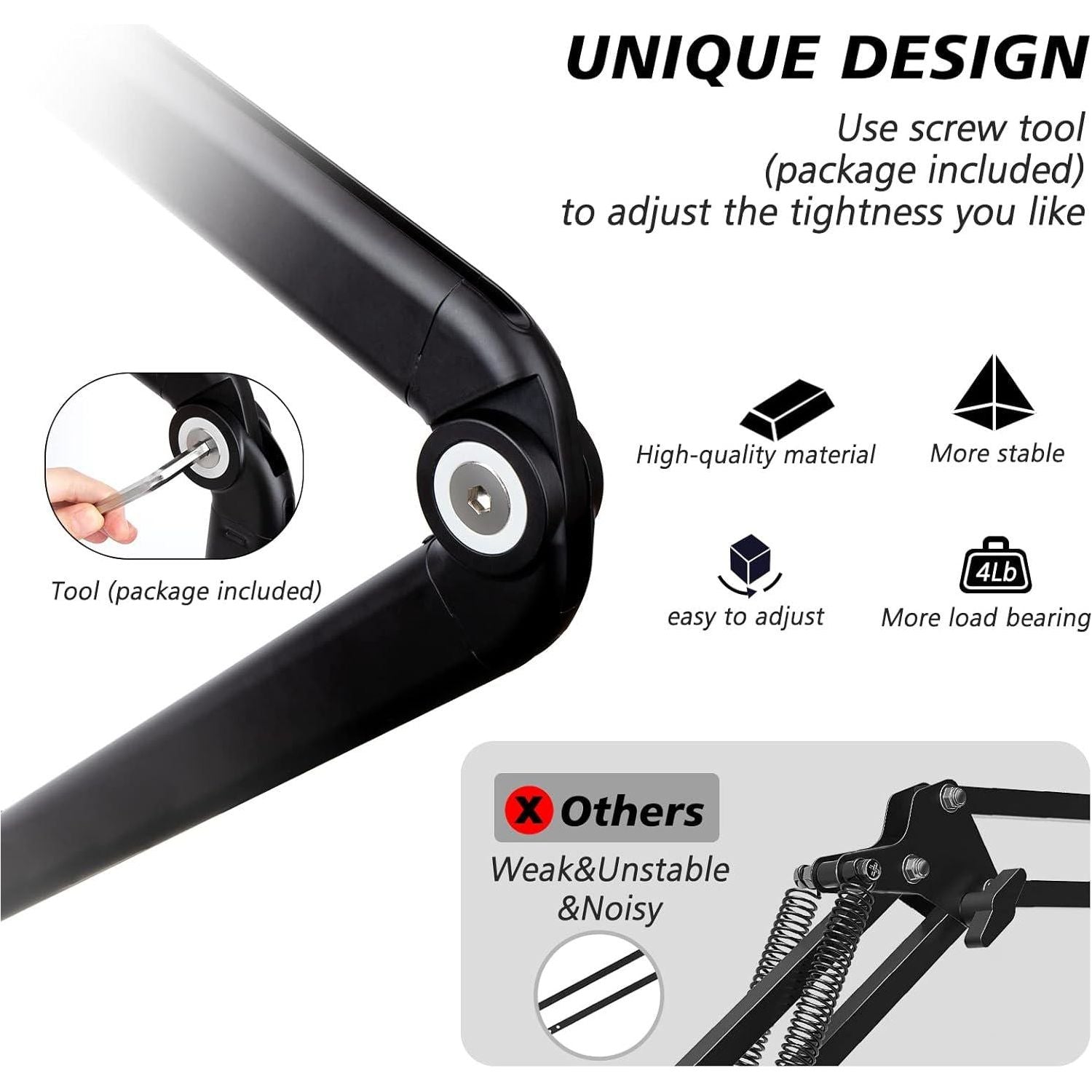 SUNMON Mic Stand Boom Arm - Microphone Arm Compatible With HyperX QuadCast, 360° Rotation Microphone Stand, Weighted Metal Mic Boom Arm For HyperX QuadCast,Blue Yeti,Shure MV7,Rode And Most Gaming,