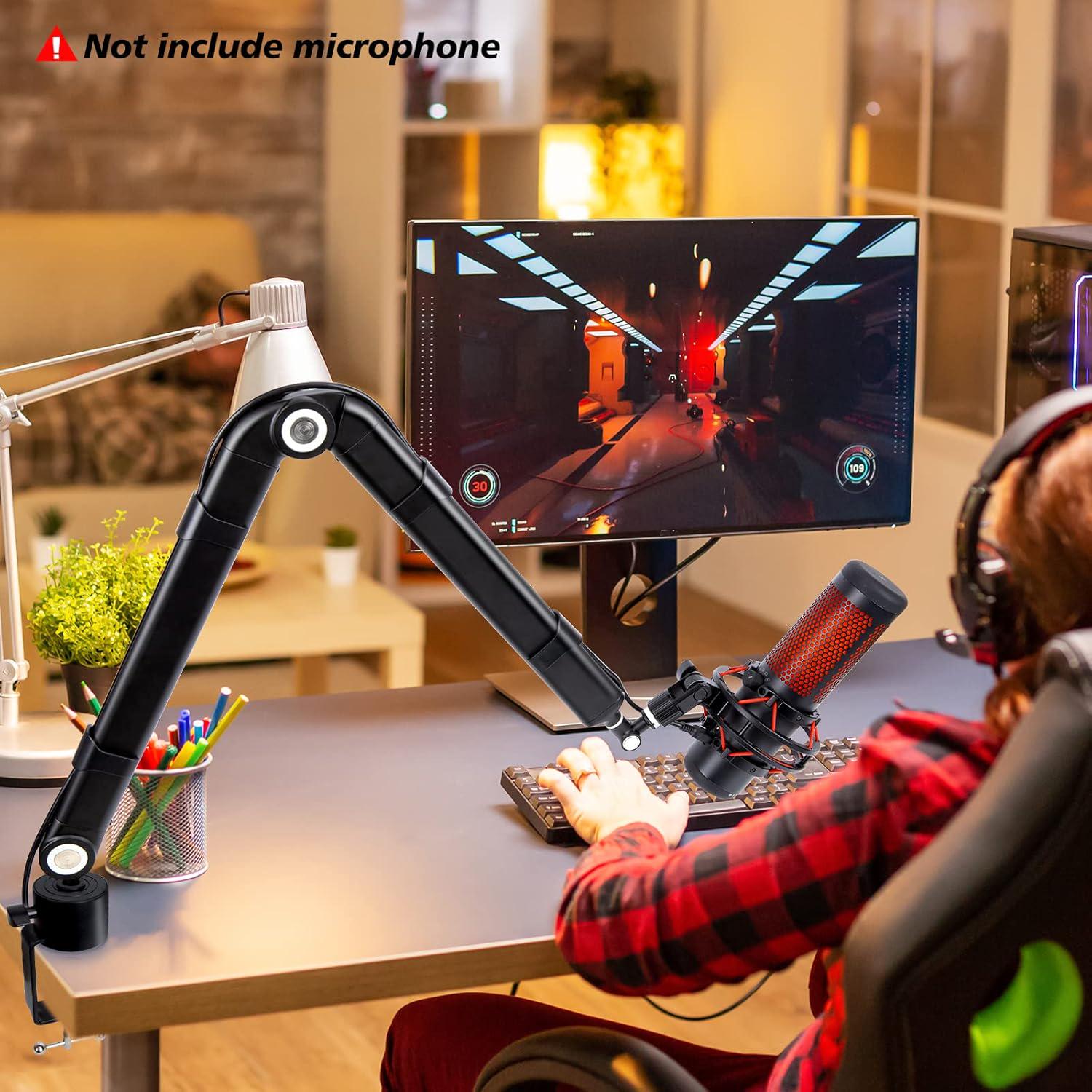 SUNMON Mic Stand Boom Arm - Microphone Arm Compatible With HyperX QuadCast, 360° Rotation Microphone Stand, Weighted Metal Mic Boom Arm For HyperX QuadCast,Blue Yeti,Shure MV7,Rode And Most Gaming,
