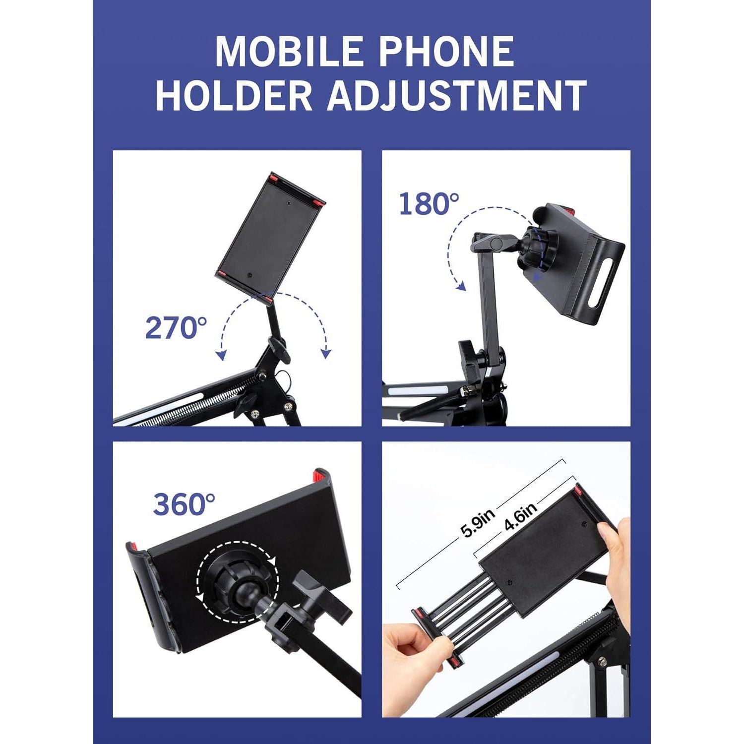SUNMON RGB Boom Arm - Mic Arm With RGB Light, Adjustable 11 Light Modes, Microphone Boom Arm With Adapter Compatible With Fifine Microphone, Blue Yeti, HyperX QuadCast And Most Gaming Mic,