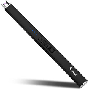 Suprus Electric Lighter, Arc Windproof Flameless USB Lighter, Rechargeable with Safety Lock, Ideal for Candles, BBQ, Camping, Black