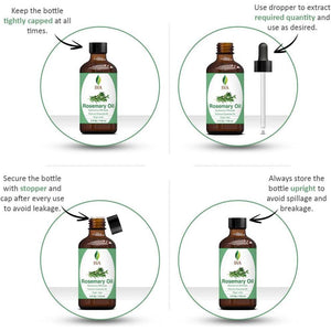 SVA Rosemary Essential Oil, 118ml (4oz), Premium Quality, Hair Care, Skin Care & Aromatherapy, Dropper Included