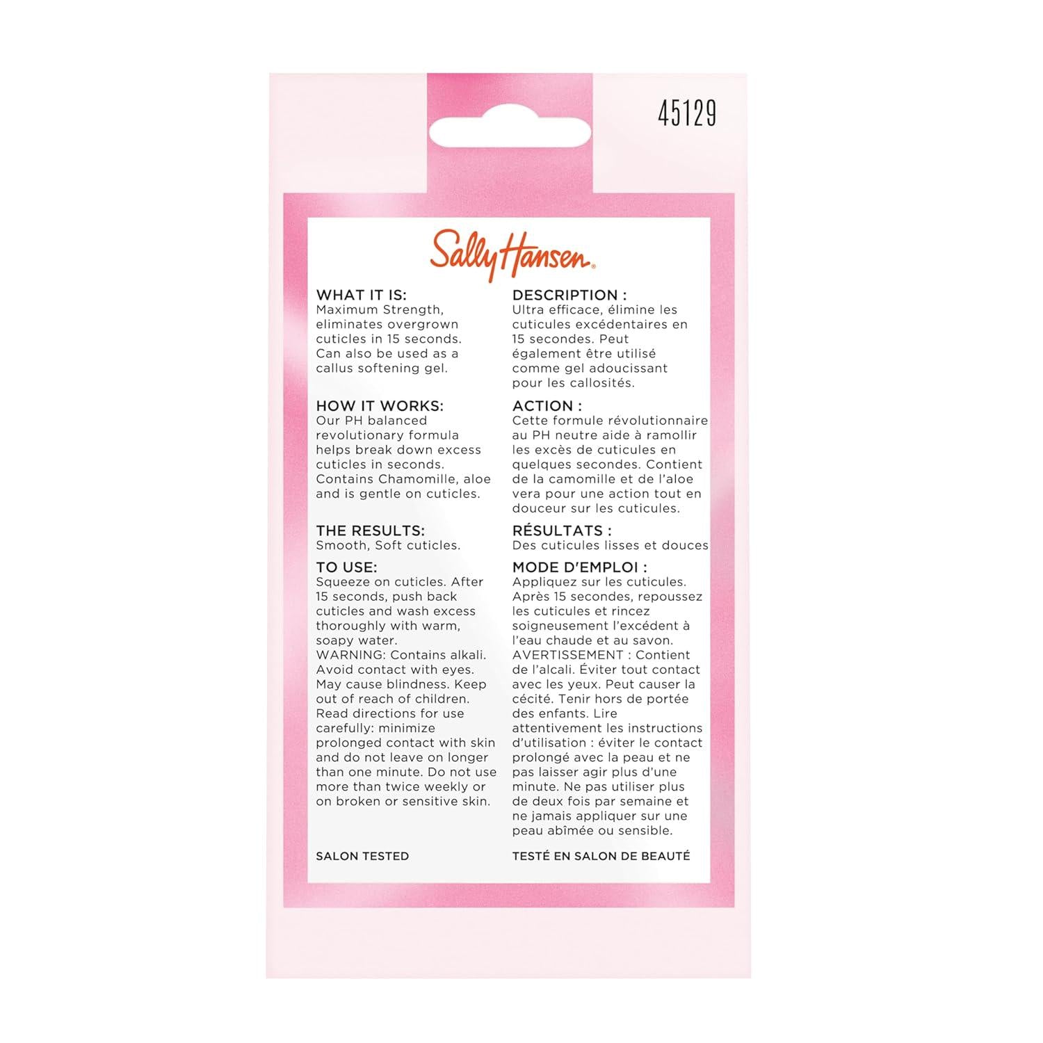 Sally Hansen Instant Cuticle Remover , Nail Treatment, Fast Drying, Contains Aloe And Chamomile,
