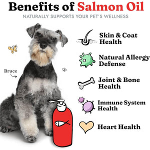 Salmon Oil Supplement for Dogs and Cats 8 oz Omega 3 Fish Oil for Skin Coat Joints Allergies Defense