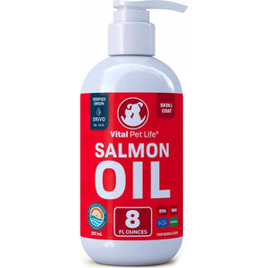 Salmon Oil Supplement for Dogs and Cats 8 oz Omega 3 Fish Oil for Skin Coat Joints Allergies Defense