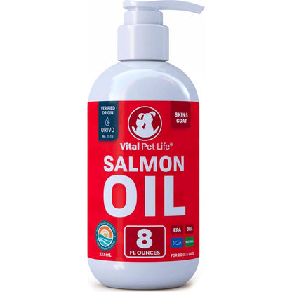 Salmon Oil Supplement for Dogs and Cats 8 oz Omega 3 Fish Oil for Skin Coat Joints Allergies Defense