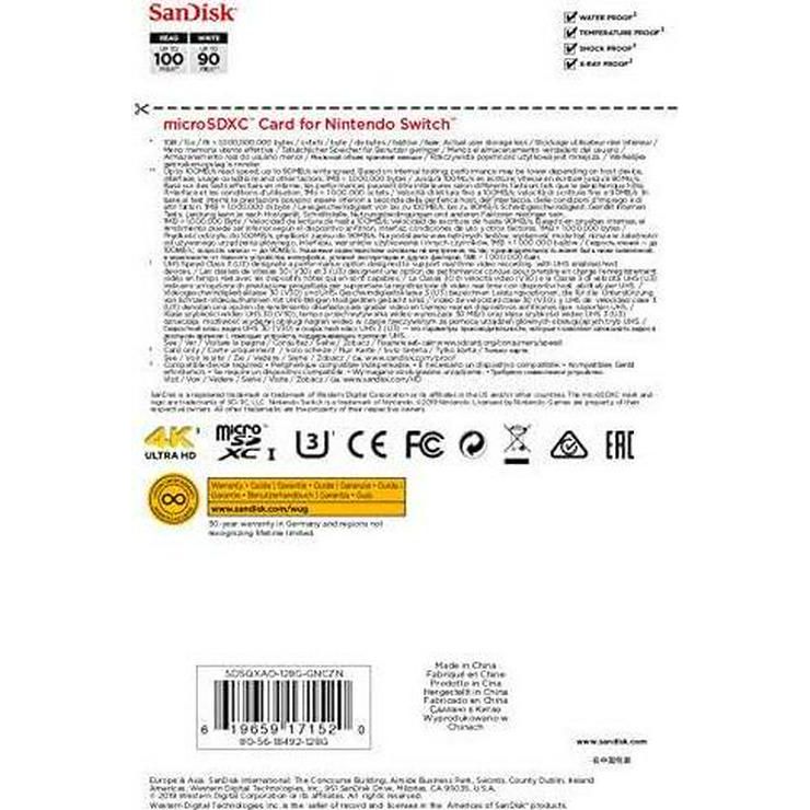SanDisk 128GB MicroSDXC Card, Licensed For Nintendo Switch - SDSQXAO-128G-GNCZN,619659161293