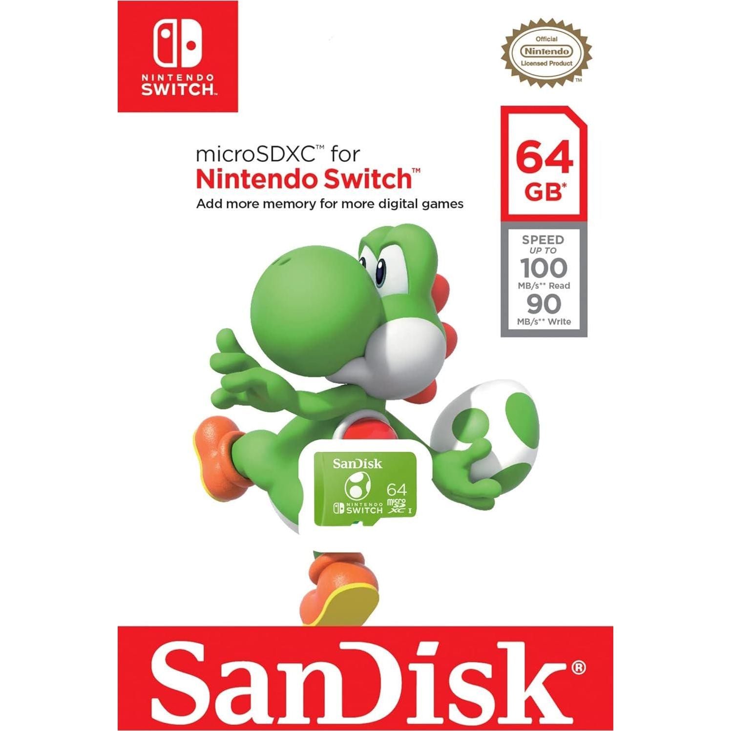 SanDisk 64GB MicroSDXC Card Licensed For Nintendo Switch, Yoshi Edition - SDSQXAO-064G-GN6ZN,619659204518