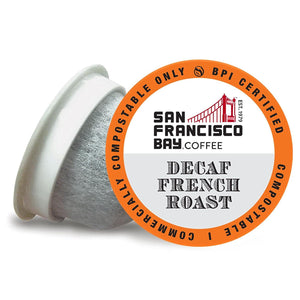 San Francisco Bay Compostable Coffee Pods, Decaf French Roast, 80-Count, Keurig K-Cup Compatible, Dark Roast, Swiss Water Processed