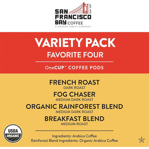 San Francisco Bay Compostable Coffee Pods, Original Variety Pack, 80 Count, Keurig Compatible (Including Keurig 20), French Breakfast, Fog & Organic Rainforest