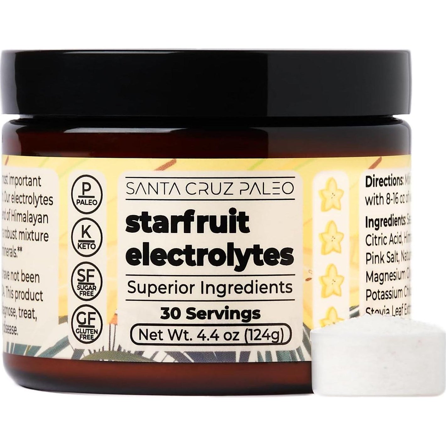Santa Cruz Paleo Santa Cruz Paleo Electrolyte Powder Starfruit With Himalayan And Sea Salt, Magnesium, Potassium, Sugar-Free, 30 Servings