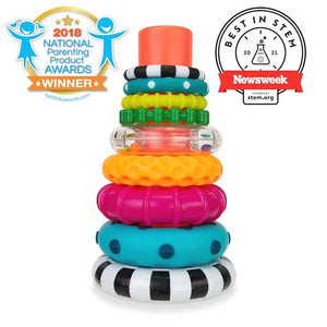 Sassy Stacks of Circles, 9-Piece Stacking Ring Toy, STEM Learning, Age 6+ Months