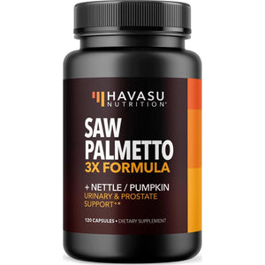 Havasu Nutrition Saw Palmetto Supplement with Stinging Nettle & Pumpkin Seed Extract, Advanced 3x Formula, 120 Capsules