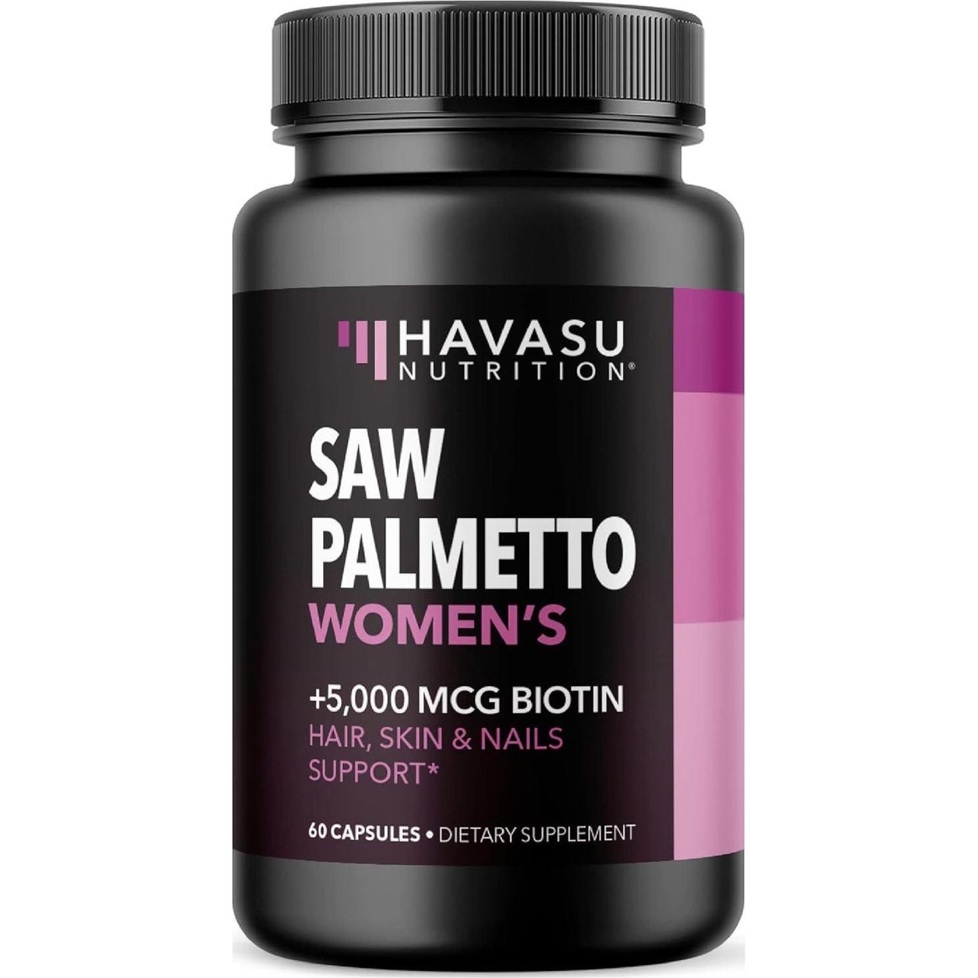 Havasu Nutrition Saw Palmetto for Women with Biotin 5000mcg, DHT Blocker for Hair, Skin & Nail Health, 60 Vegan Non-GMO Tablets, 1-Month Supply