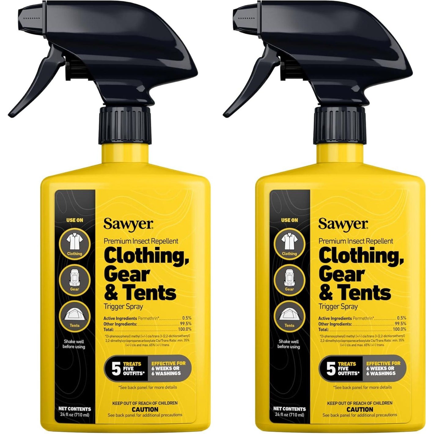 Sawyer Products Sawyer Products SP6572 Twin Pack Premium Permethrin Clothing Insect Repellent Trigger Spray, 24 Oz,Yellow