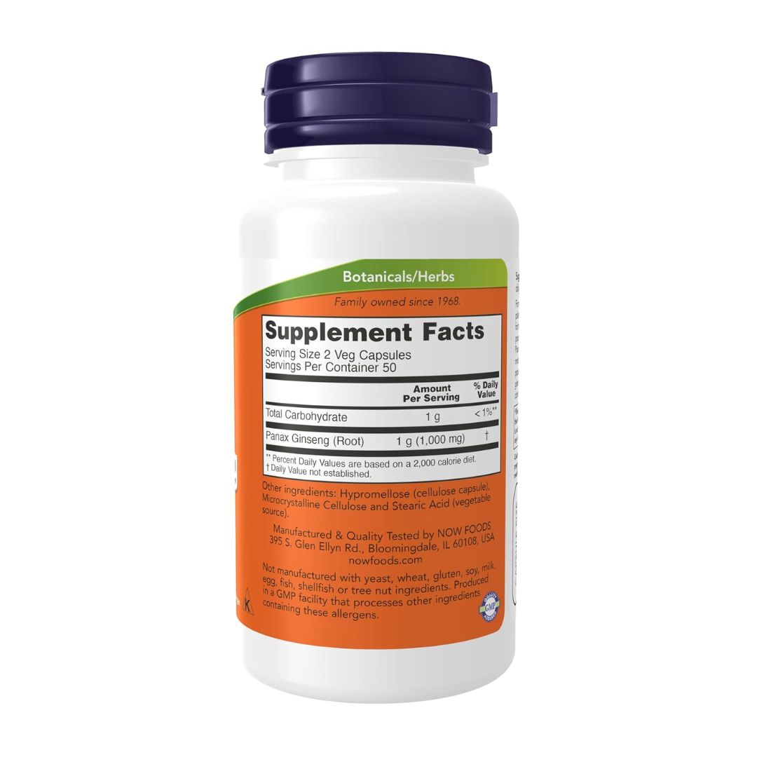 Now Foods Panax Ginseng 500mg 100 Veg Capsules,733739040121