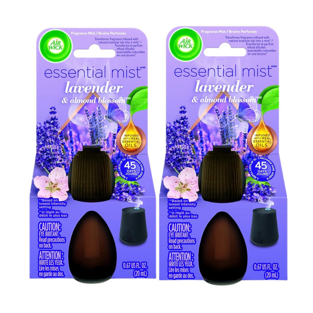 Air Wick Essential Mist Lavender & Almond Blossom Diffuser Oil Refill (Pack Of 2) 20ml Each,062338027098
