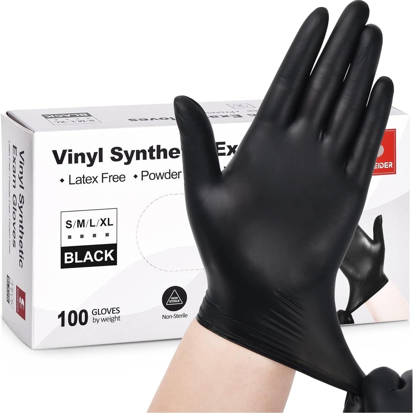 Schneider Schneider Vinyl Synthetic Exam Gloves, 4 Mil, Latex Free Disposable Gloves For Medical, Cooking, Cleaning, And Food Prep