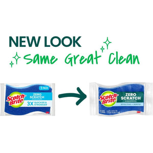 Scotch Brite Zero Scratch Scrub Sponge, 9 Kitchen Sponges, Effective Gentle Dish Scrubber, Safe on Most Surfaces, Best for Nonstick Pots & Pans