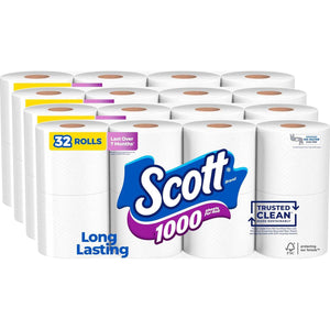 Scott Scott 1000 Trusted Clean Toilet Paper, 32 Rolls, Septic-Safe, 1-Ply Toilet Tissue