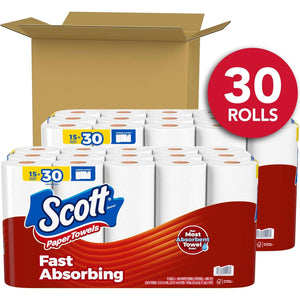 Scott Paper Towels Choose-A-Sheet, 30 Double Rolls, 2 Packs of 15 (60 Regular Rolls, 100 Sheets per Roll)