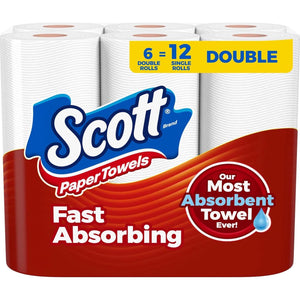 Scott Paper Towels, Choose-A-Sheet, 6 Double Rolls (12 Regular Rolls, 100 Sheets per Roll)