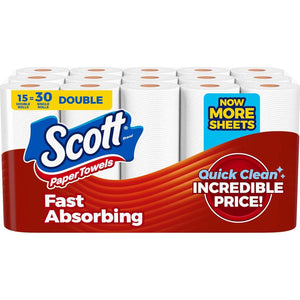 Scott Scott Paper Towels, Choose-A-Sheet, 30 Double Rolls = 60 Regular Rolls (108 Sheets Per Roll)