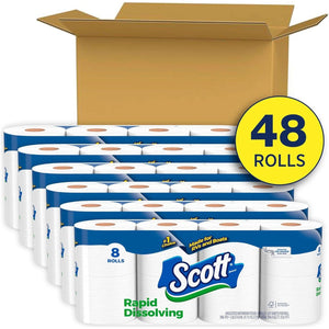 Scott Scott Rapid-Dissolving Toilet Paper, 48 Double Rolls (6 Packs Of 8), Sustainable, Septic-Safe, Toilet Paper