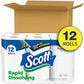 Scott Rapid Dissolving Toilet Paper, 12 Double Rolls, Sustainable, Septic-Safe Toilet Paper