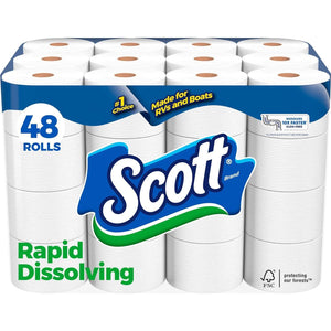 Scott Scott Rapid-Dissolving Toilet Paper, 48 Double Rolls (6 Packs Of 8), Sustainable, Septic-Safe, Toilet Paper