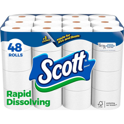Scott Scott Rapid-Dissolving Toilet Paper, 48 Double Rolls (6 Packs Of 8), Sustainable, Septic-Safe, Toilet Paper