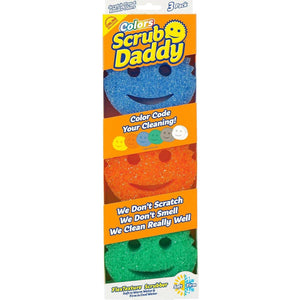 Scrub Daddy Color Sponges, Scratch-Free Multipurpose Dish Sponges, Kitchen & Bathroom Cleaning, 3 Count, BPA-Free Polymer Foam