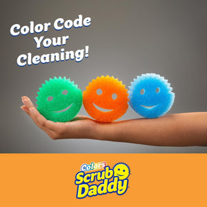 Scrub Daddy Color Sponges, Scratch-Free Multipurpose Dish Sponges, Kitchen & Bathroom Cleaning, 3 Count, BPA-Free Polymer Foam