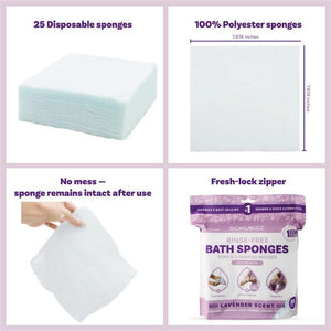 Scrubzz Scrubzz Disposable No Rinse Bathing Wipes - 25 Pack - All-in-1 Single Use Shower Wipes, Simply Dampen, Lather, And Dry Without Shampoo Or Rinsing (Lavender, 1-Pack)