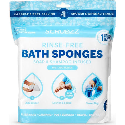 Scrubzz Scrubzz Disposable Rinse Free Bathing Wipes - 25 Pack - All-in-1 Single Use Shower Wipes, Simply Dampen, Lather, And Dry Without Shampoo Or Rinsing