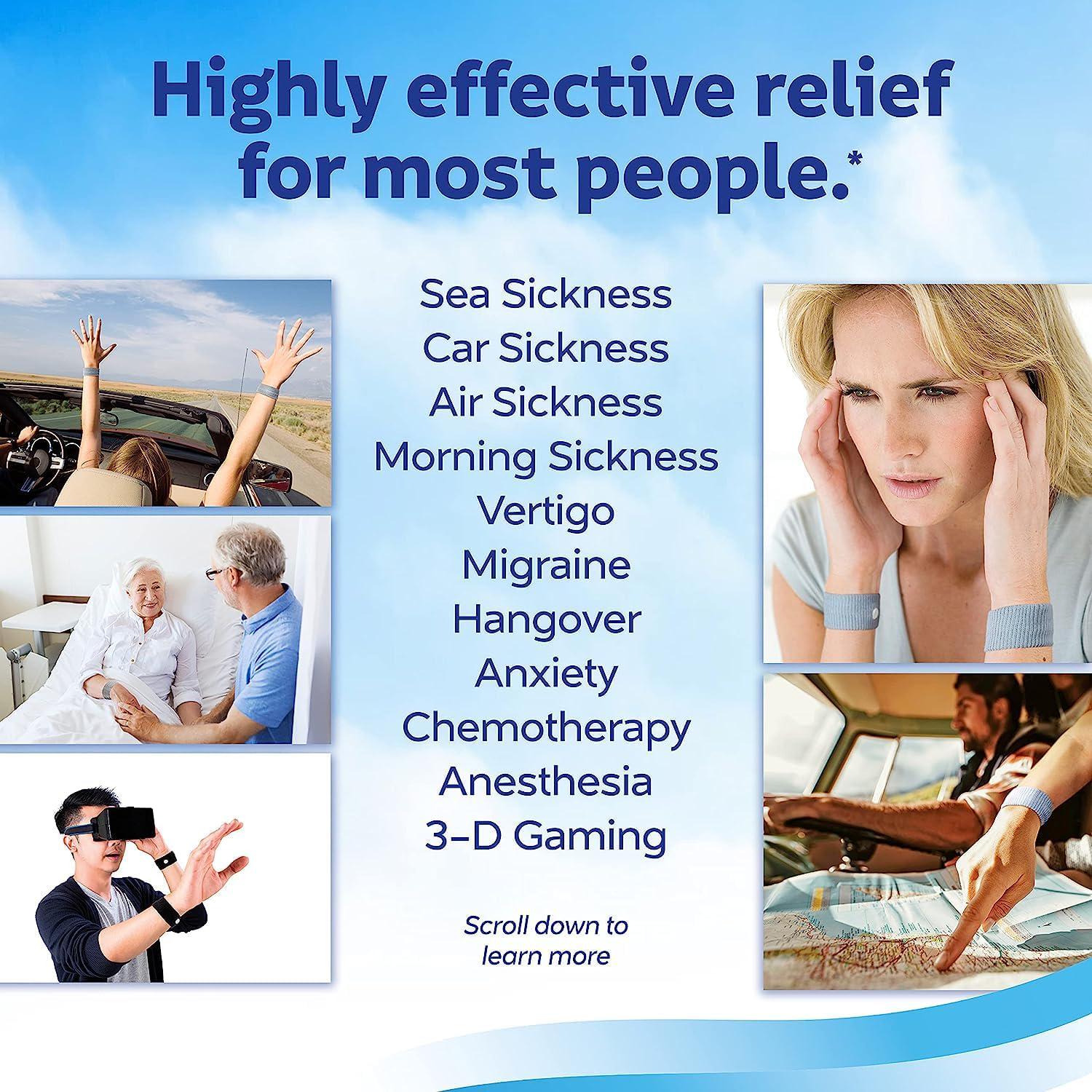 Sea-Band Anti-Nausea Acupressure Wristband For Motion And Morning Sickness - 1 Pair Navy Blue,