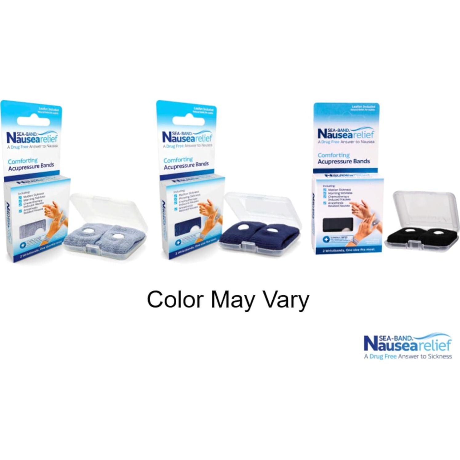 Sea-Band Anti-Nausea Acupressure Wristband For Motion And Morning Sickness, 1 Pair, Gray,