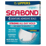 Sea Bond Secure Denture Adhesive Seals, Original Uppers, Zinc-Free, All-Day-Hold, Mess-Free, 15 Count (Pack Of 1),