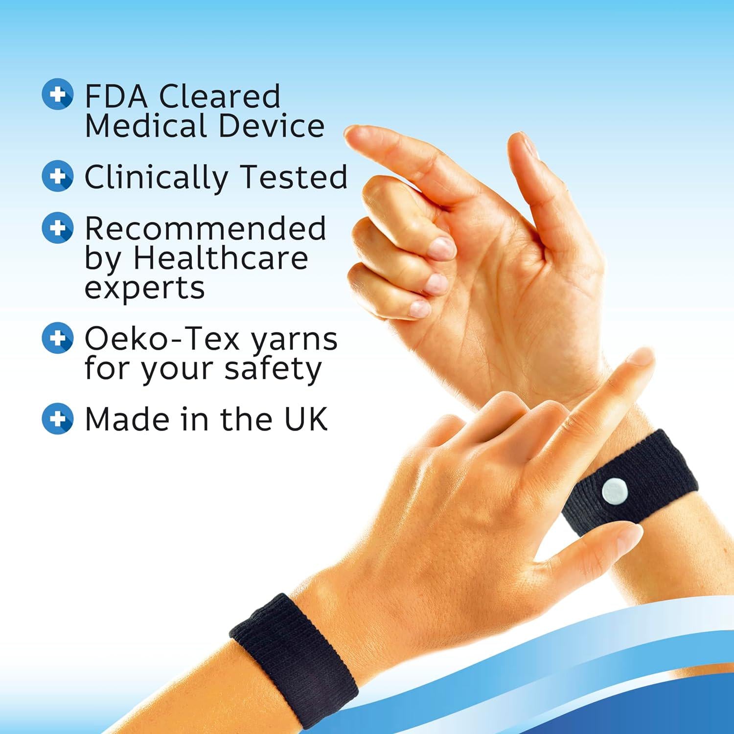 Sea-band Anti-Nausea Acupressure Wristband For Motion And Morning Sickness, 1 Pair, Black,
