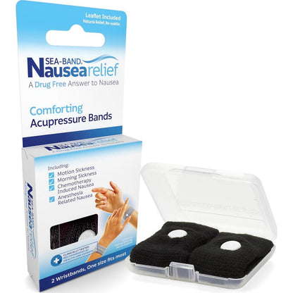Sea-band Anti-Nausea Acupressure Wristband For Motion And Morning Sickness, 1 Pair, Black,