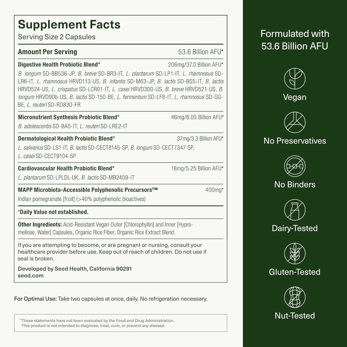 Seed Seed DS-01 Daily Synbiotic - Prebiotic And Probiotic For Women And Men - Digestive Health, Gut Health, Immune Support, Bloating And Constipation Relief - Vegan And Shelf-Stable - 60 Capsules (30-Day Supply)