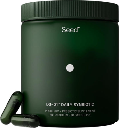 Seed Seed DS-01 Daily Synbiotic - Prebiotic And Probiotic For Women And Men - Digestive Health, Gut Health, Immune Support, Bloating And Constipation Relief - Vegan And Shelf-Stable - 60 Capsules (30-Day Supply)
