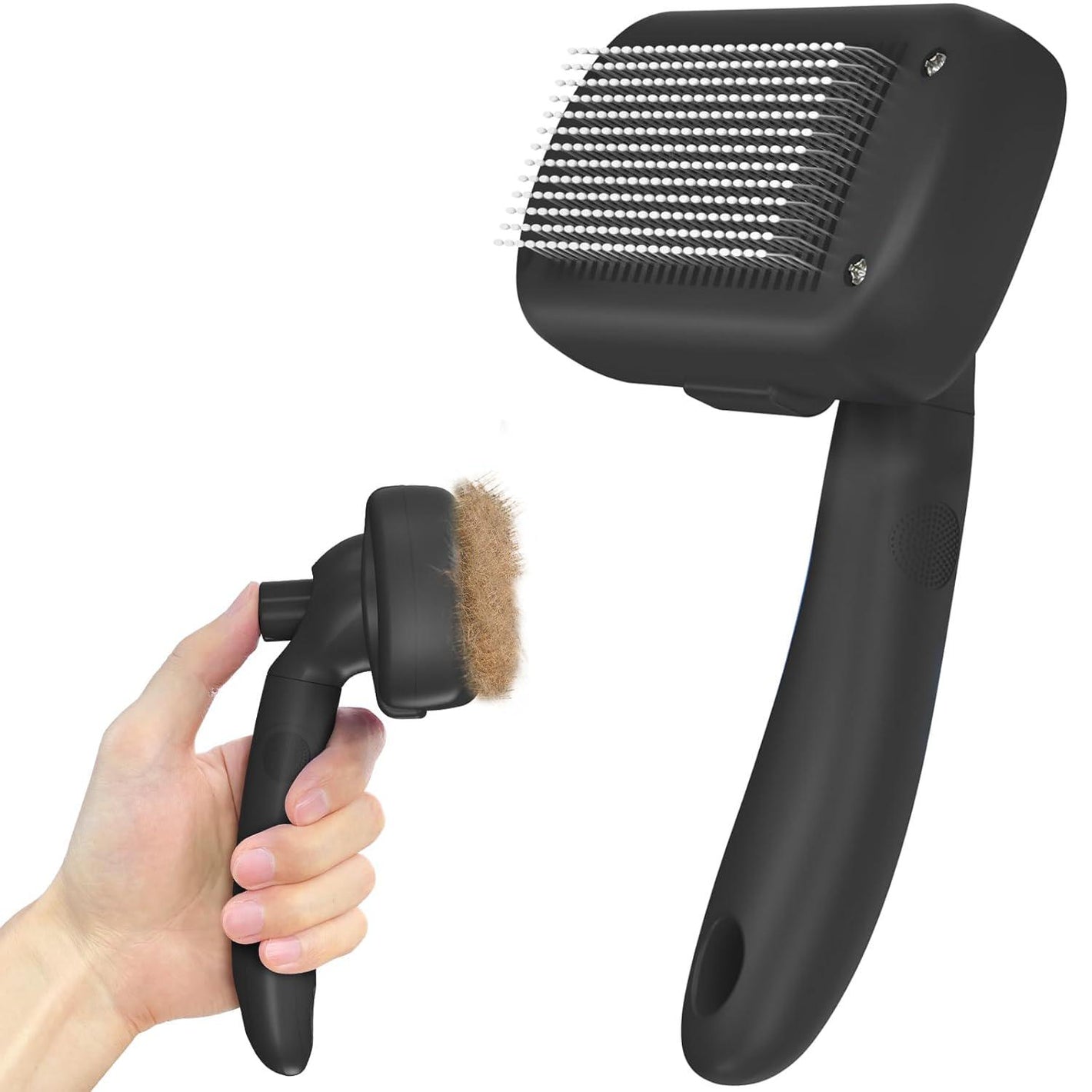 Self Cleaning Pet Shedding Brush Grooming Tool for Dogs and Cats Long or Short Hair Black