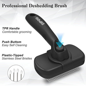 Self Cleaning Pet Shedding Brush Grooming Tool for Dogs and Cats Long or Short Hair Black