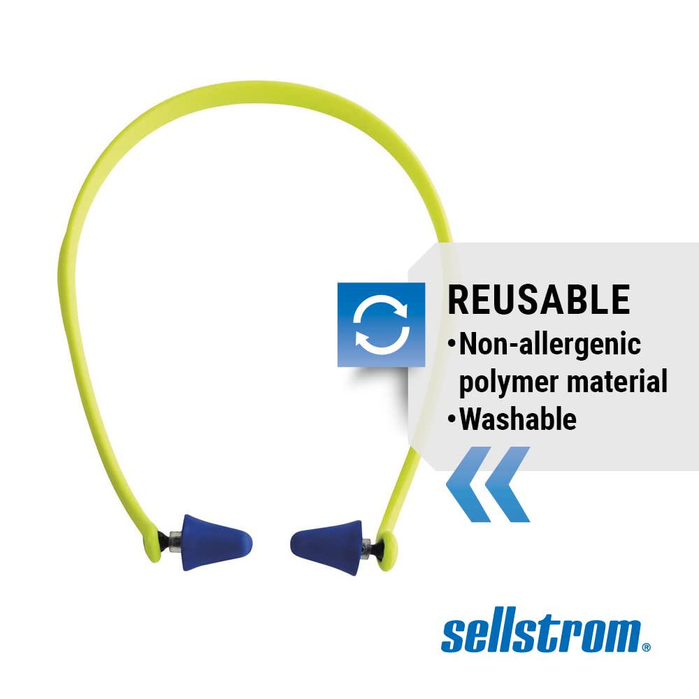 Sellstrom Reusable Banded Earplugs For Work - Work Safety Hearing Protection - 25dB - Hi-Vis Green/Blue,