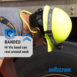 Sellstrom Reusable Banded Earplugs For Work - Work Safety Hearing Protection - 25dB - Hi-Vis Green/Blue,
